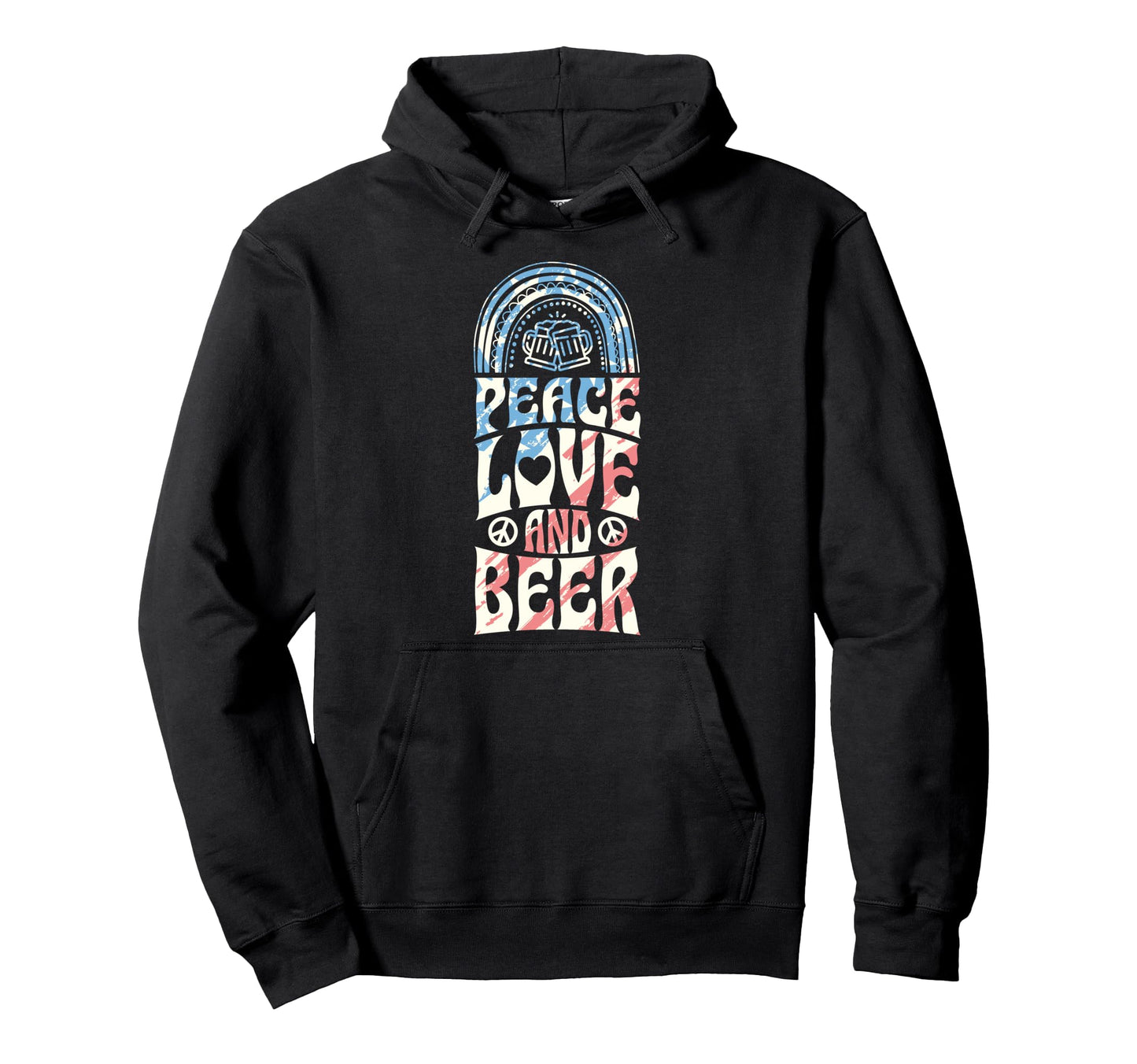 Peace Love And Beer Bohemian Rainbow Hoodie - Minimalist Print for Adults - T-Shirt, Sweatshirt, Hoodie