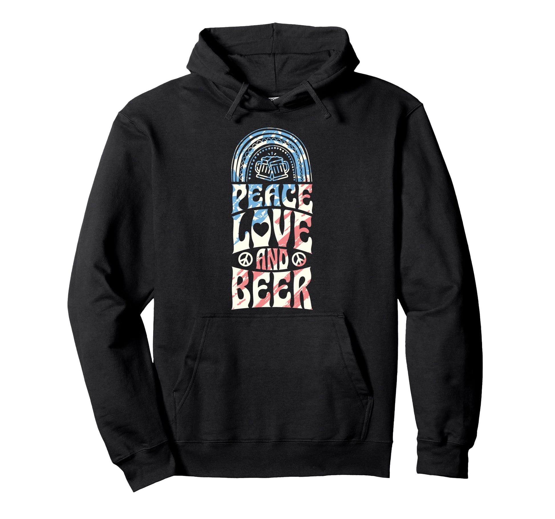 Peace Love And Beer Bohemian Rainbow Hoodie - Minimalist Print for Adults - T-Shirt, Sweatshirt, Hoodie