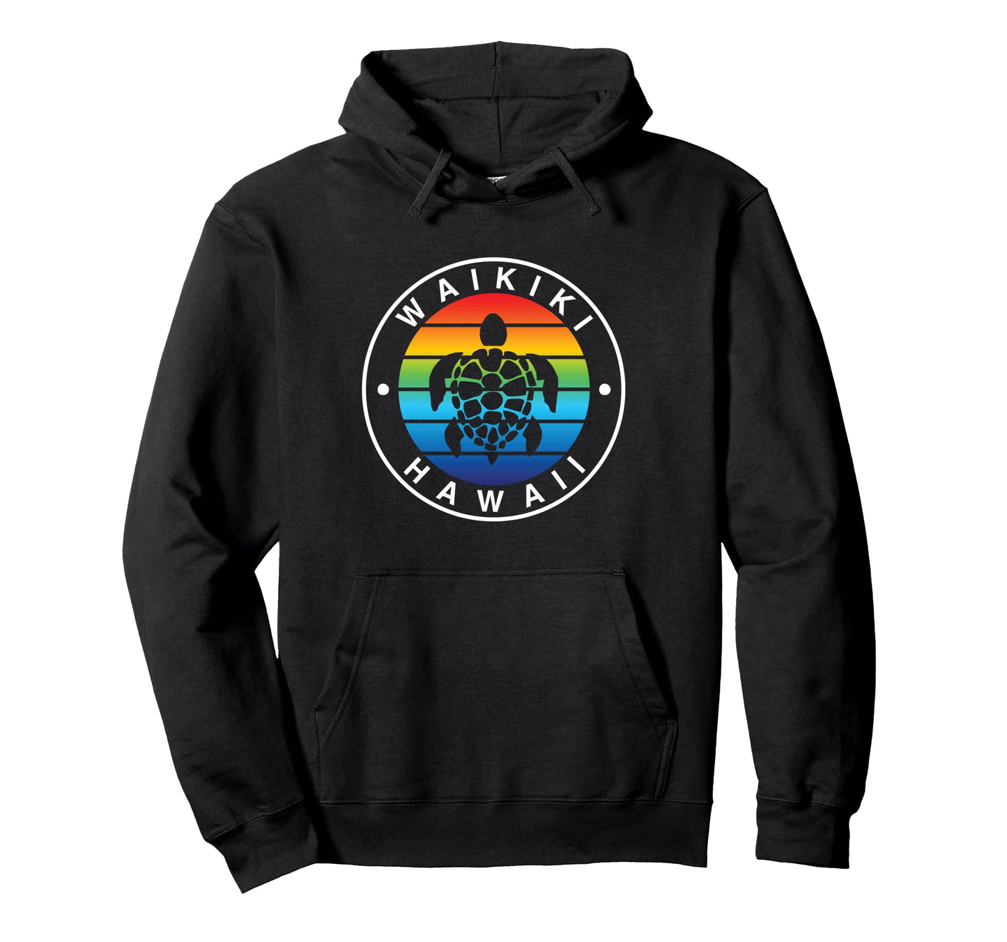 Waikiki Hawaii Sea Turtle Rainbow Ocean Hoodie - Novelty Apparel Men Women - T-Shirt, Sweatshirt, Hoodie