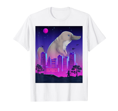 Giant Platypus Vaporwave Synthwave T-Shirt - Aesthetic Graphic Men Women - T-Shirt, Sweatshirt, Hoodie