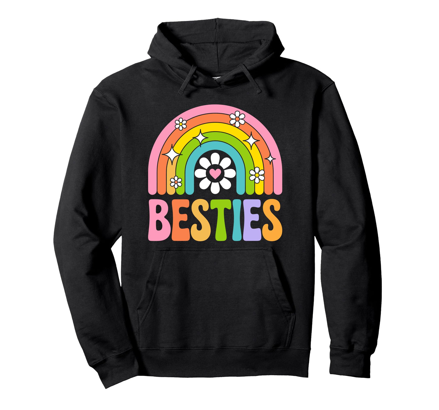 Besties 70S Rainbow Bff Best Friends Hoodie - Minimalist Print Men Women - T-Shirt, Sweatshirt, Hoodie