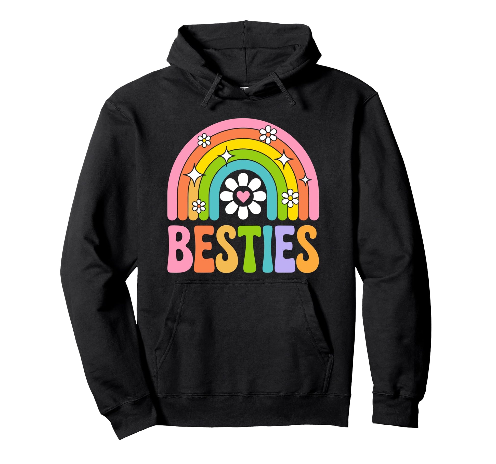 Besties 70S Rainbow Bff Best Friends Hoodie - Minimalist Print Men Women - T-Shirt, Sweatshirt, Hoodie