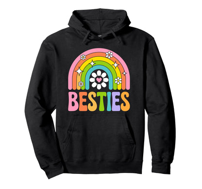 Besties 70S Rainbow Bff Best Friends Hoodie - Minimalist Print Men Women - T-Shirt, Sweatshirt, Hoodie