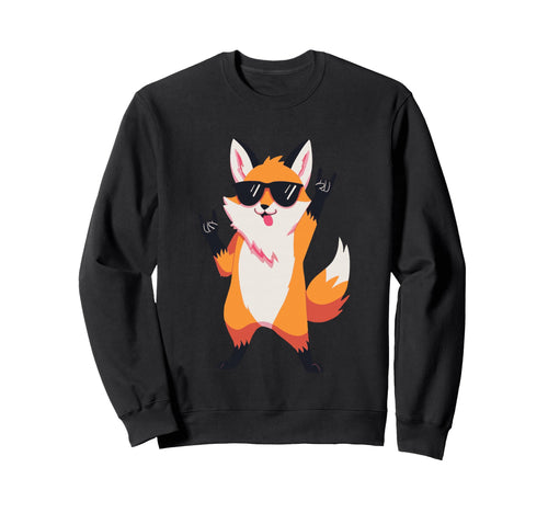 Fox Double Rock Hand Signs Sweatshirt - Unique Graphic Men Women - T-Shirt, Sweatshirt, Hoodie
