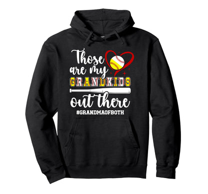 Proud Grandma Both Baseball Softball Hoodie - Unique Graphic Men Women - T-Shirt, Sweatshirt, Hoodie