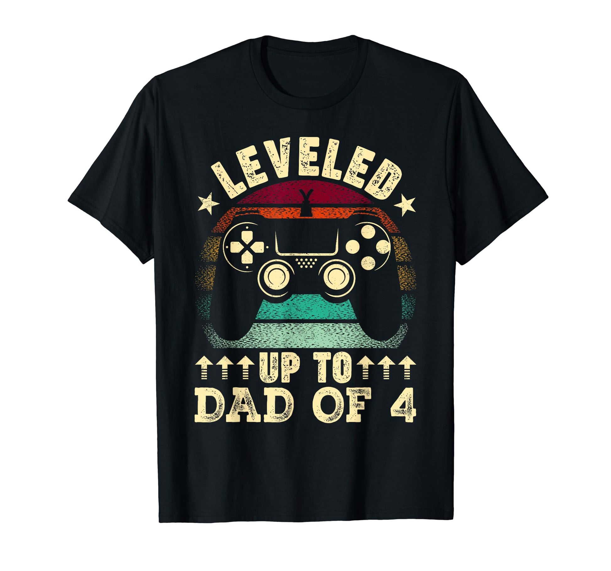 Leveled Up To Dad 4 Fathers Day New T-Shirt - Trendy Graphic for Adults - T-Shirt, Sweatshirt, Hoodie