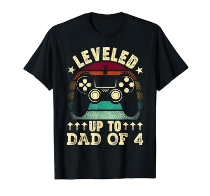 Leveled Up To Dad 4 Fathers Day New T-Shirt - Trendy Graphic for Adults - T-Shirt, Sweatshirt, Hoodie