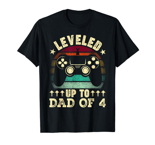 Leveled Up To Dad 4 Fathers Day New T-Shirt - Trendy Graphic for Adults - T-Shirt, Sweatshirt, Hoodie