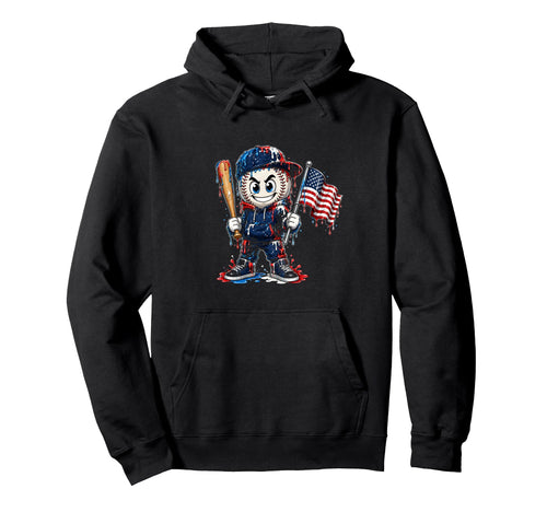 American Flag Dripping Baseball Hoodie - Casual Everyday Wear Men Women - T-Shirt, Sweatshirt, Hoodie