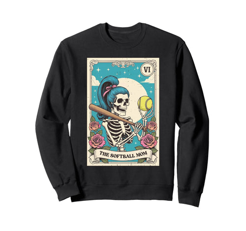 Softball Mom Skeleton Cheer Mama Sweatshirt - Unique Graphic for Adults - T-Shirt, Sweatshirt, Hoodie