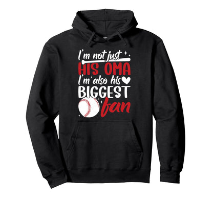 His Biggest Fan Baseball Oma Hoodie - Casual Everyday Wear for Adults - T-Shirt, Sweatshirt, Hoodie