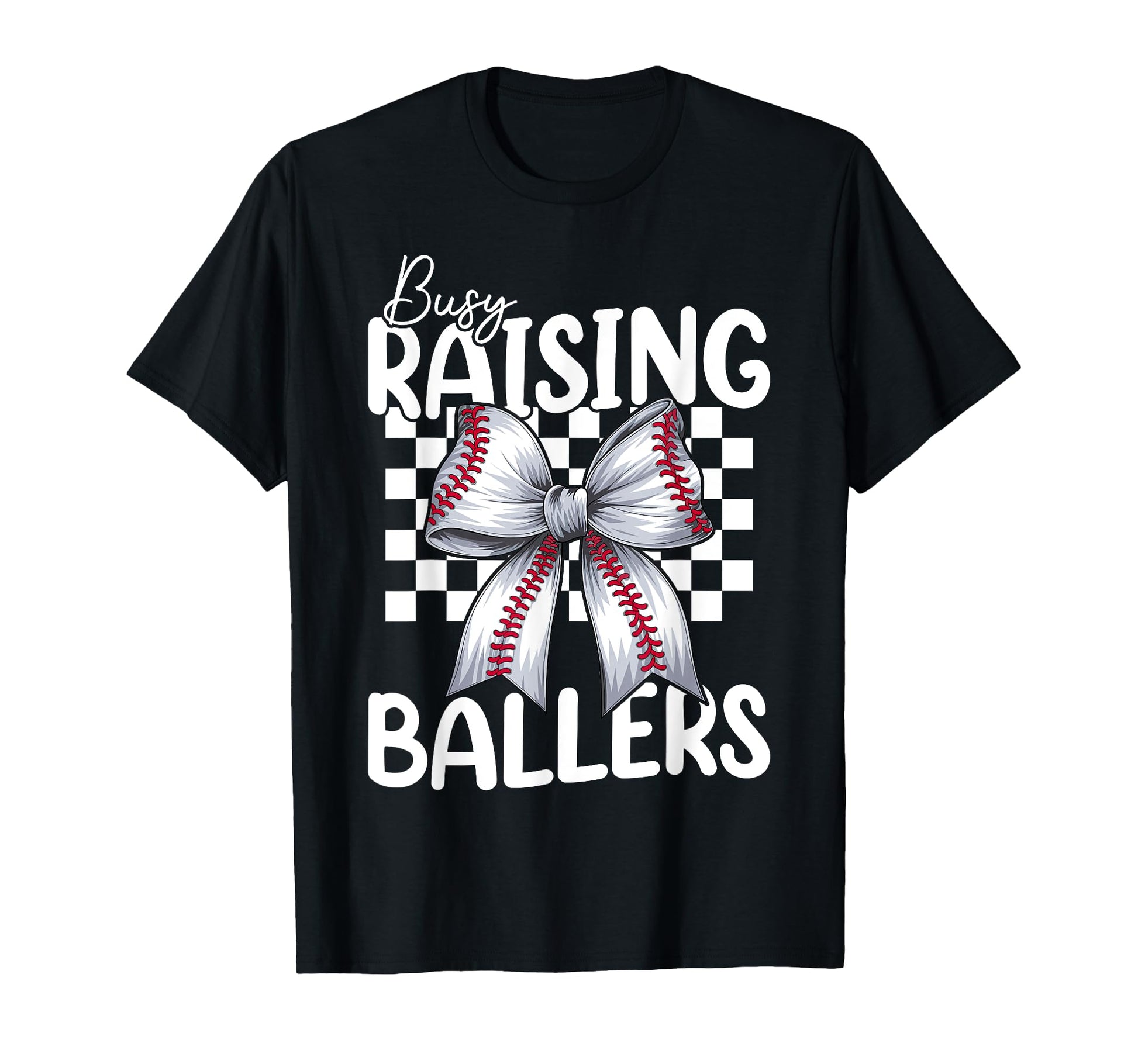 Busy Raising Ballers Baseball Coquette T-Shirt - Custom Art Print Unisex - T-Shirt, Sweatshirt, Hoodie