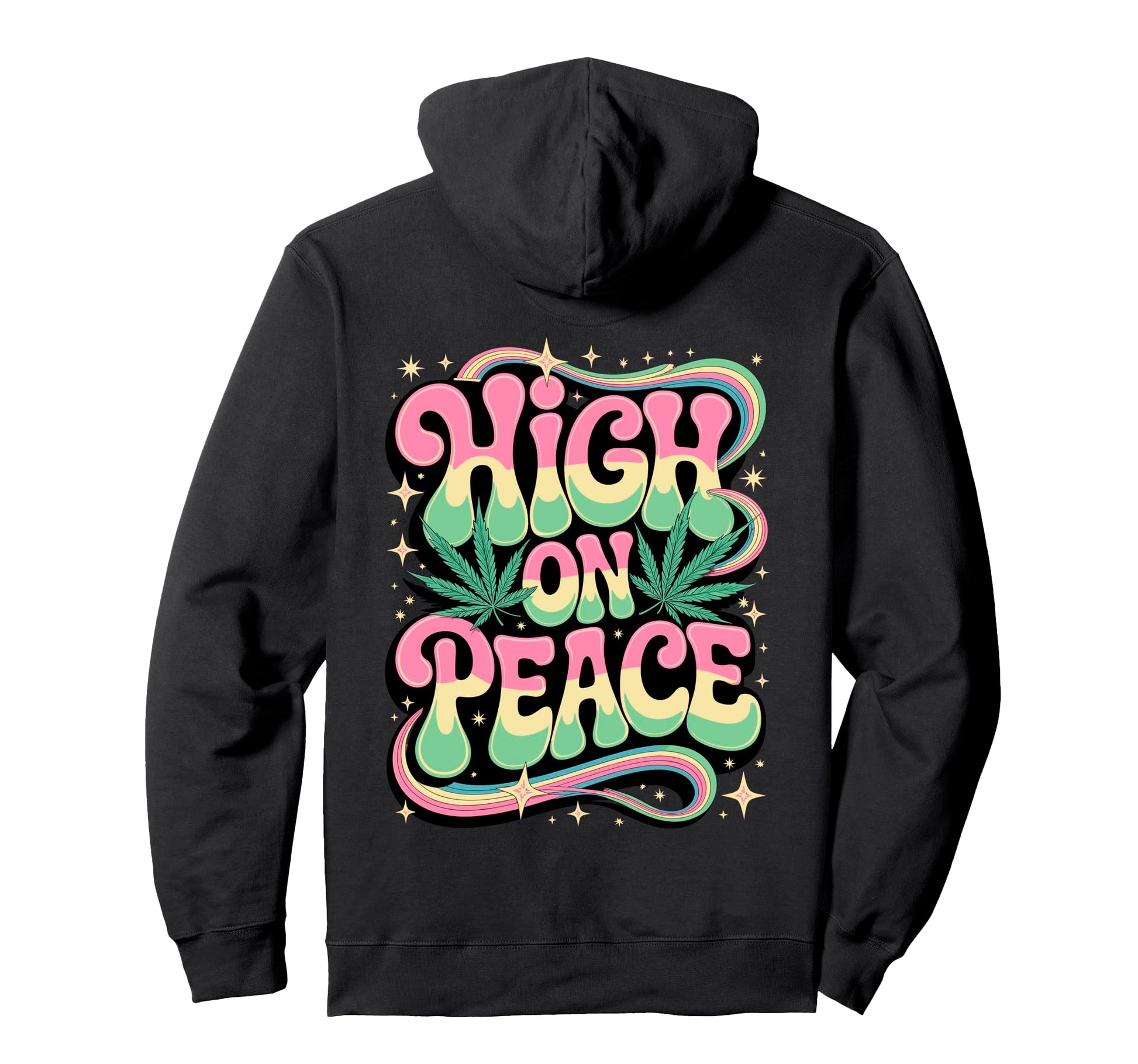 High Peace Groovy Cannabis Rainbow Hoodie - Minimalist Print for Adults - T-Shirt, Sweatshirt, Hoodie