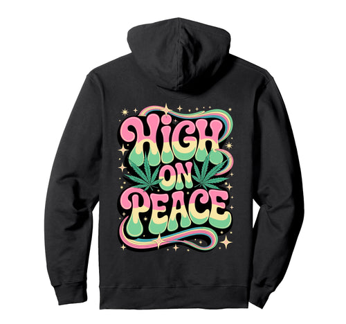 High Peace Groovy Cannabis Rainbow Hoodie - Minimalist Print for Adults - T-Shirt, Sweatshirt, Hoodie