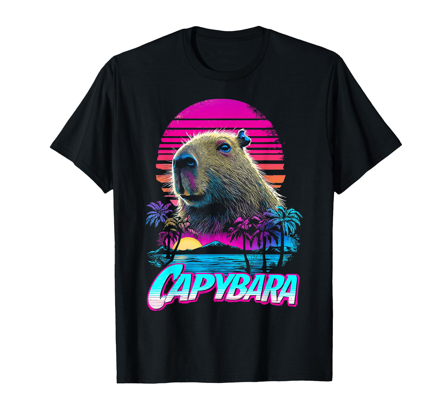 Capybara Capibara Vaporwave T-Shirt - Casual Everyday Wear for Adults - T-Shirt, Sweatshirt, Hoodie