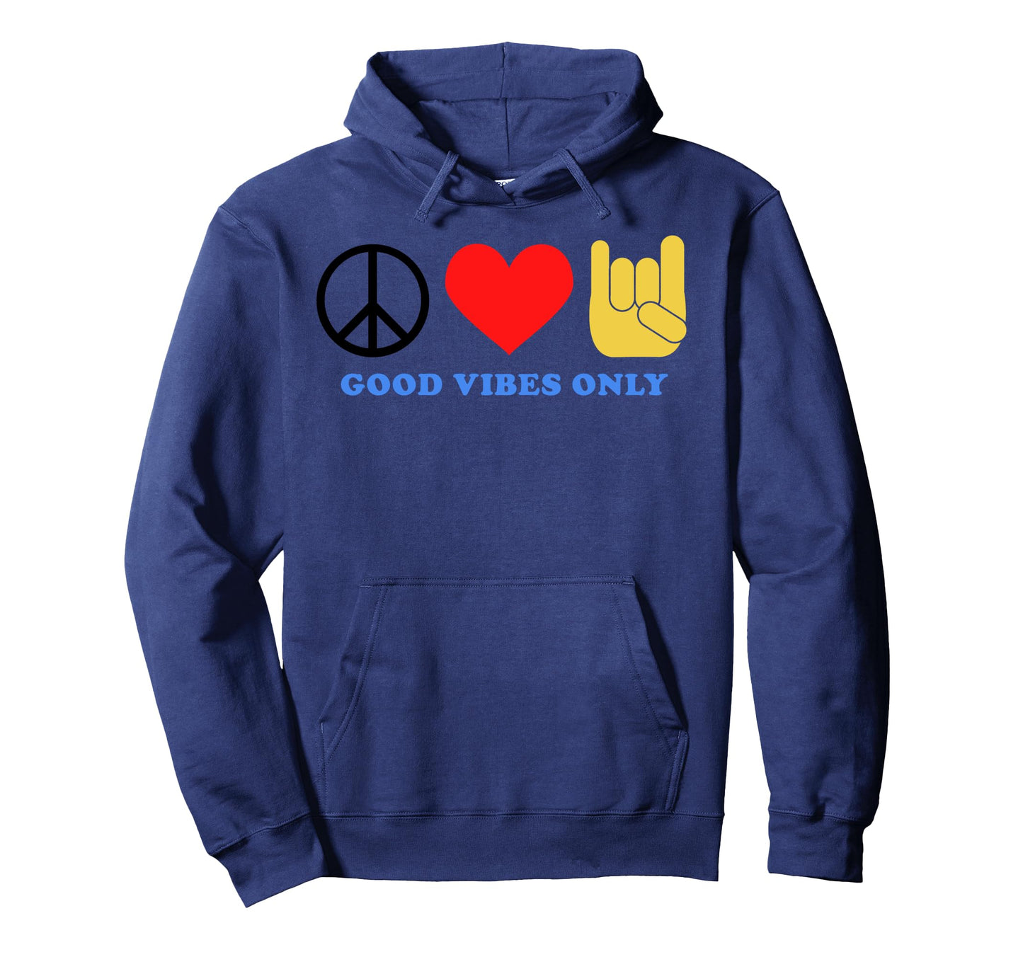 Peace Love Rock Symbols Good Vibes Only Hoodie - Unique Graphic for Adults - T-Shirt, Sweatshirt, Hoodie