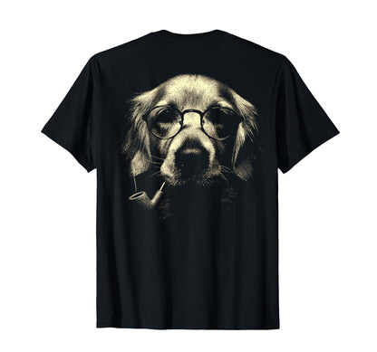 Golden Retriever Glasses Smoking Pipe T-Shirt - Novelty Apparel for Adults - T-Shirt, Sweatshirt, Hoodie