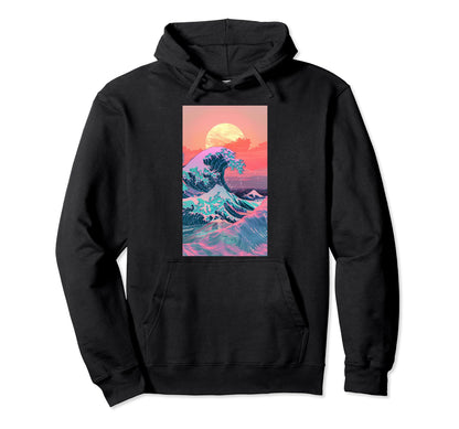 Vaporwave Aesthetic Great Ocean Wave Hoodie - Trendy Graphic for Adults - T-Shirt, Sweatshirt, Hoodie