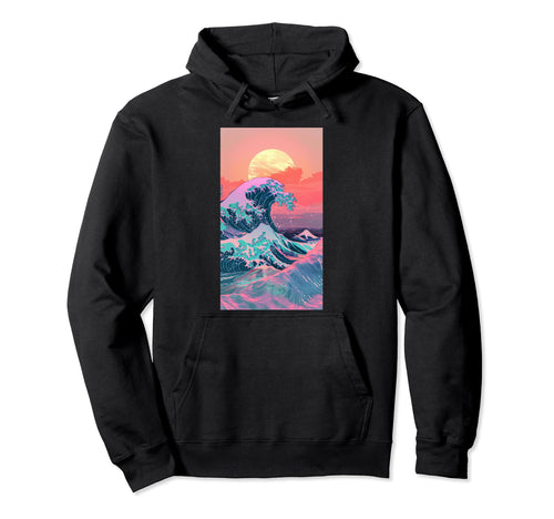 Vaporwave Aesthetic Great Ocean Wave Hoodie - Trendy Graphic for Adults - T-Shirt, Sweatshirt, Hoodie