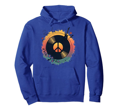 Peace Love Rock N Roll Boho Hippie Vinyl Art Hoodie - Graphic Print Unisex - T-Shirt, Sweatshirt, Hoodie