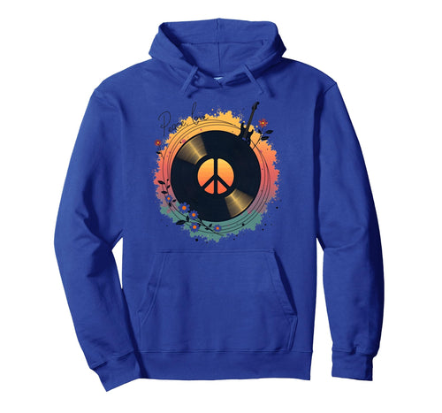 Peace Love Rock N Roll Boho Hippie Vinyl Art Hoodie - Graphic Print Unisex - T-Shirt, Sweatshirt, Hoodie