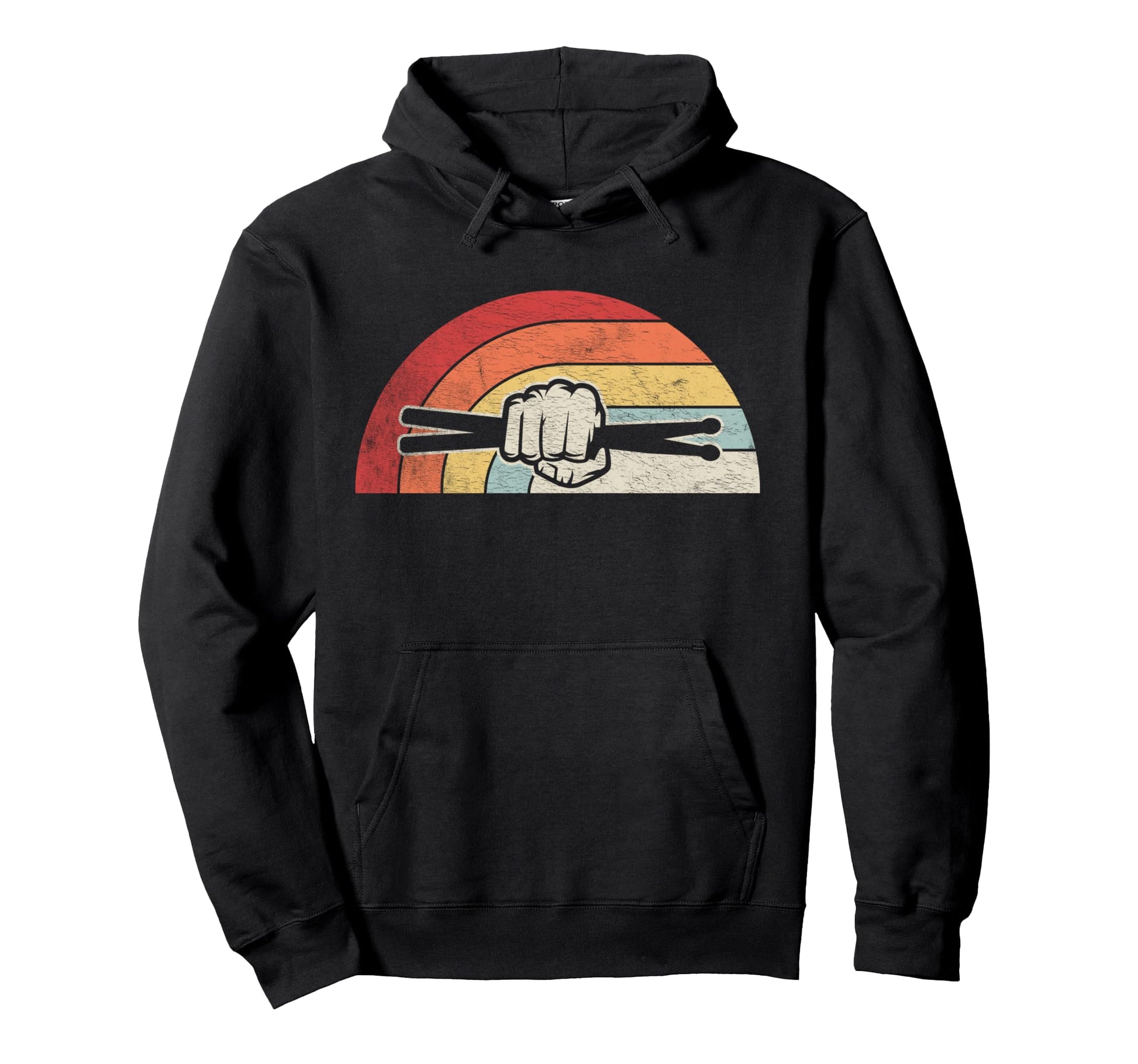 Drumsticks Fist Rainbow Hoodie - Unique Graphic for Adults - T-Shirt, Sweatshirt, Hoodie