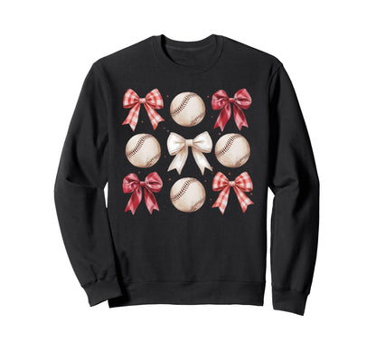 Baseball Coquette Bow Mom Sister Sweatshirt - Aesthetic Graphic Men Women - T-Shirt, Sweatshirt, Hoodie