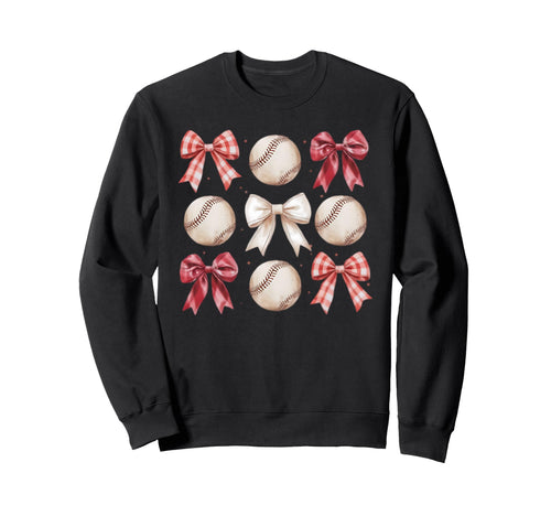 Baseball Coquette Bow Mom Sister Sweatshirt - Aesthetic Graphic Men Women - T-Shirt, Sweatshirt, Hoodie