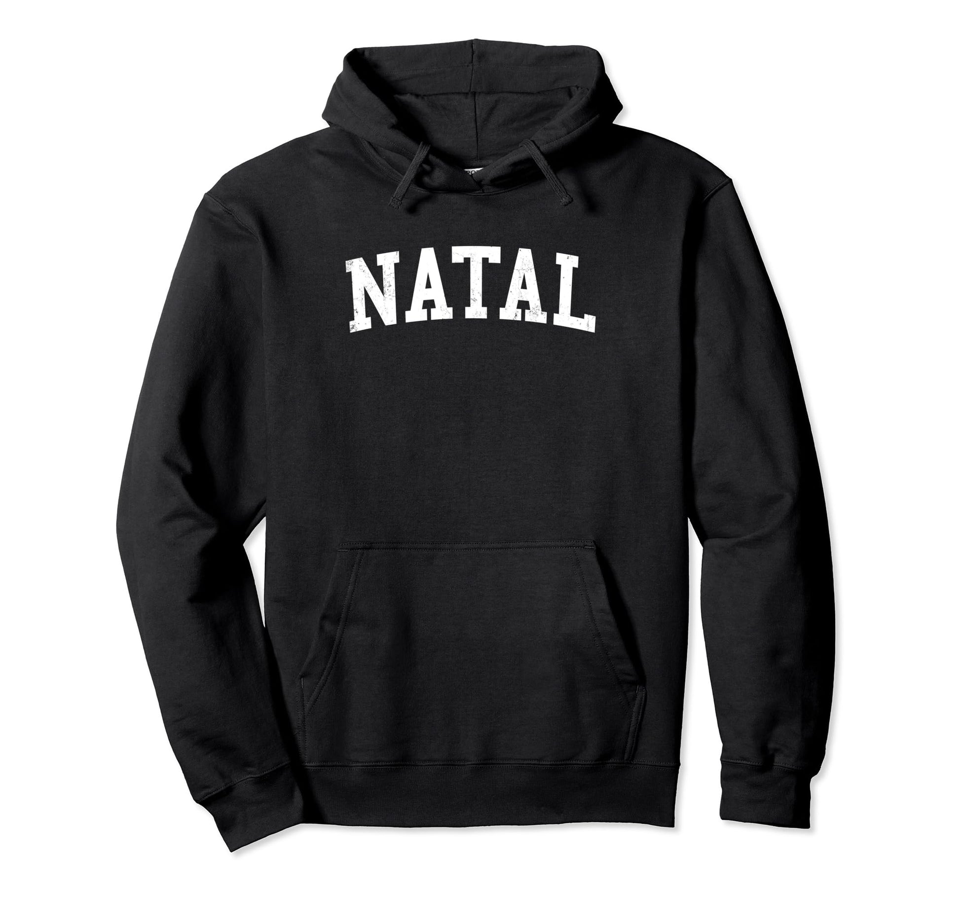 Natal Brazil Distressed White Varsity Hoodie - Novelty Apparel for Adults - T-Shirt, Sweatshirt, Hoodie