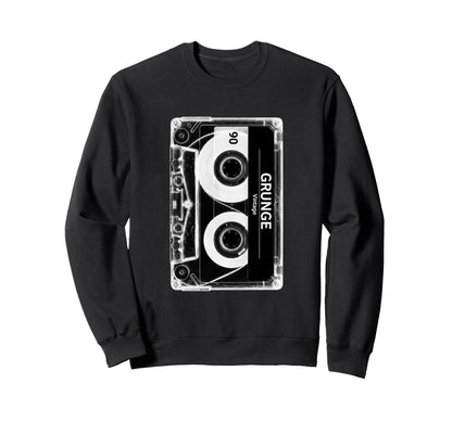 Grunge Cassette Tape Throwback Sweatshirt - Trendy Graphic for Adults - T-Shirt, Sweatshirt, Hoodie