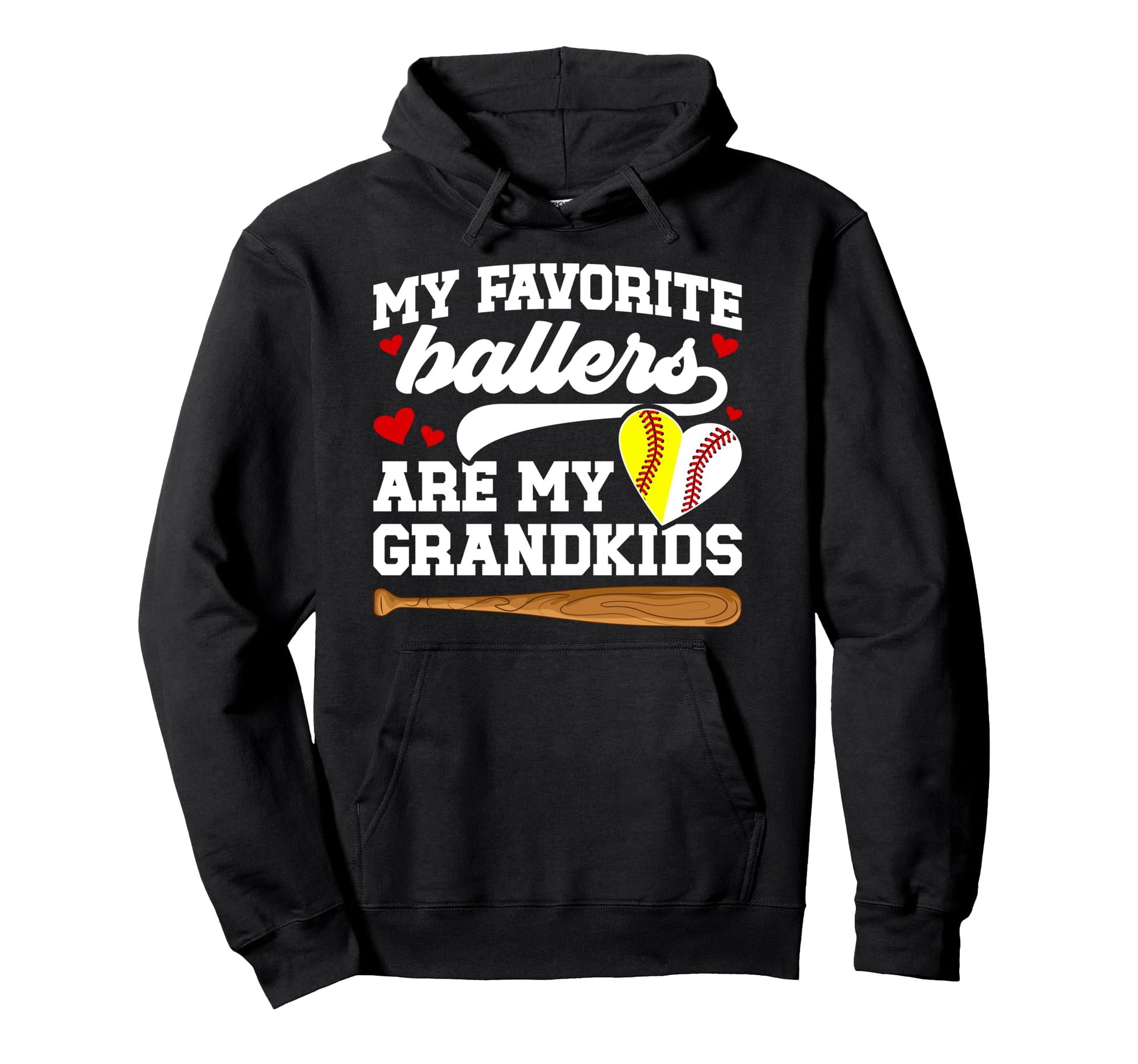 My Grandkids Baseball Softball Grandma Hoodie - Graphic Print Unisex - T-Shirt, Sweatshirt, Hoodie