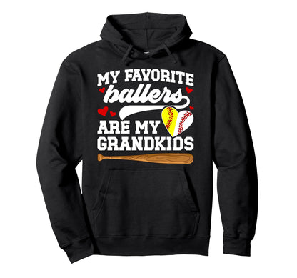 My Grandkids Baseball Softball Grandma Hoodie - Graphic Print Unisex - T-Shirt, Sweatshirt, Hoodie