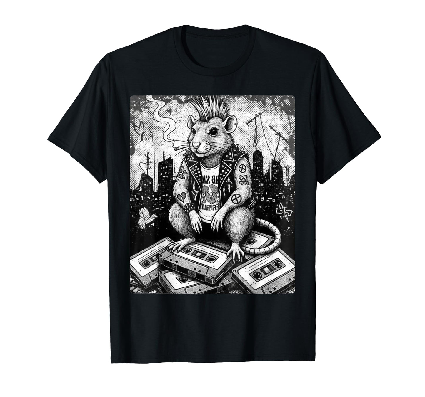 Grunge Rock Smoking Punk Rat Tattoos T-Shirt - Unique Graphic for Adults - T-Shirt, Sweatshirt, Hoodie