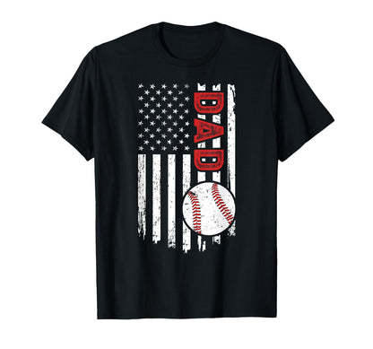 Baseball Dad Us Flag Dad Baseball T-Shirt - Aesthetic Graphic for Adults - T-Shirt, Sweatshirt, Hoodie