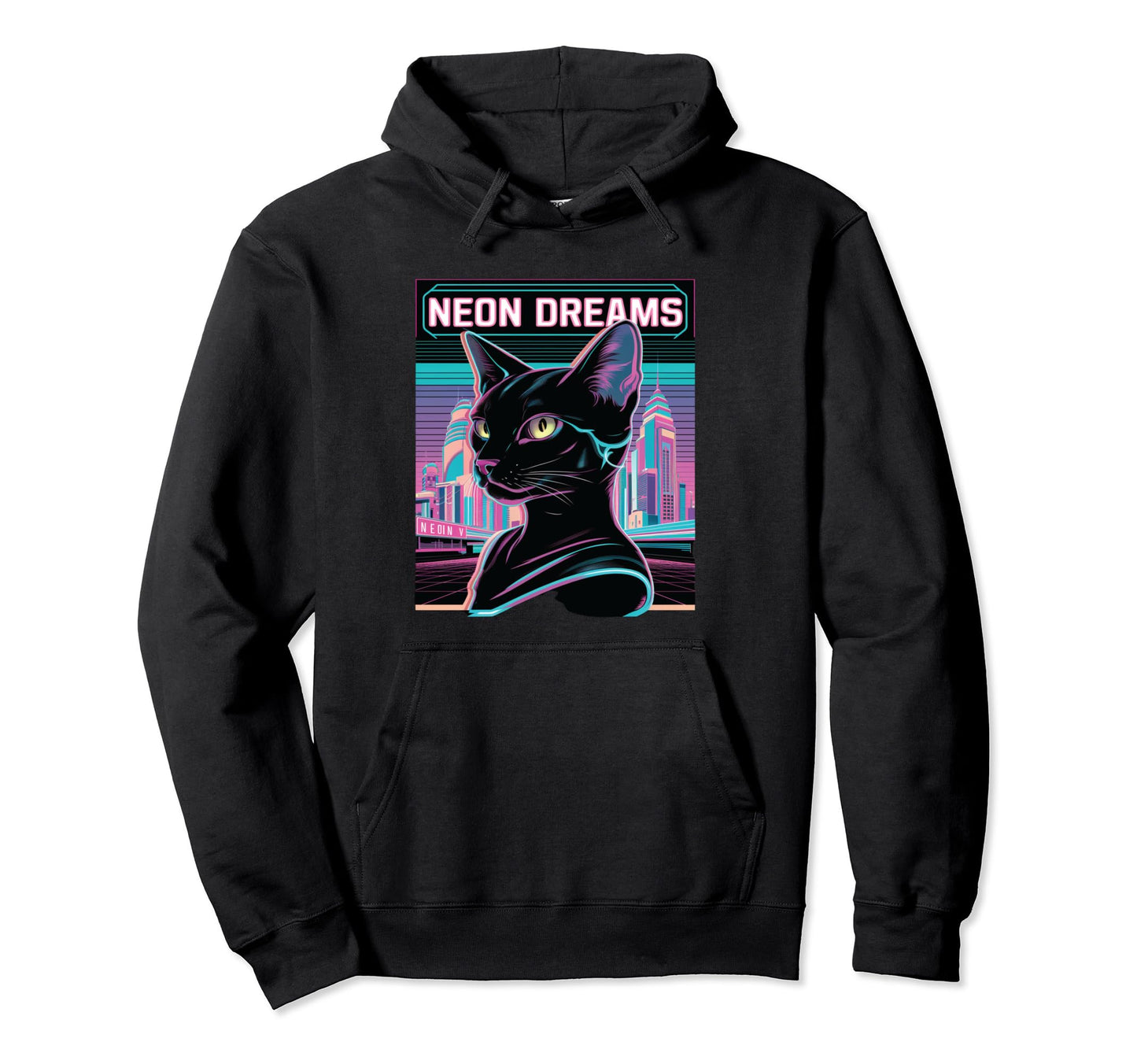 Vaporwave Cat Aesthetic Synthwave Cat Hoodie - Unique Graphic Unisex - T-Shirt, Sweatshirt, Hoodie