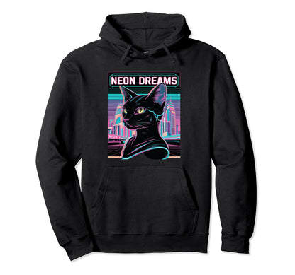 Vaporwave Cat Aesthetic Synthwave Cat Hoodie - Unique Graphic Unisex - T-Shirt, Sweatshirt, Hoodie