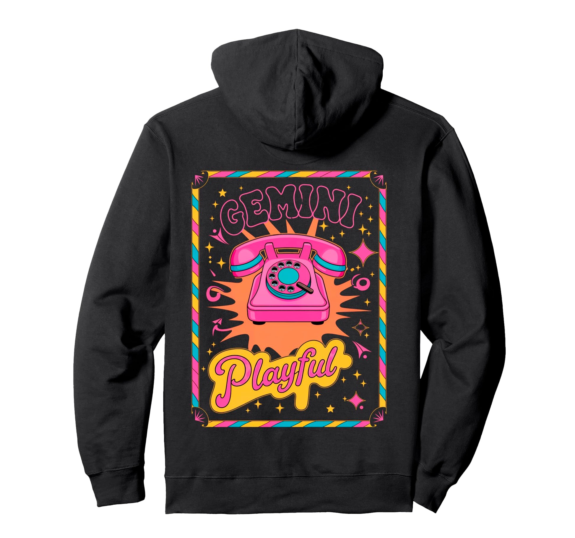 Gemini Playful Boho Phone Zodiac Hoodie - Fun Novelty Design Men Women - T-Shirt, Sweatshirt, Hoodie