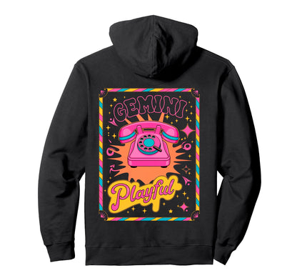 Gemini Playful Boho Phone Zodiac Hoodie - Fun Novelty Design Men Women - T-Shirt, Sweatshirt, Hoodie