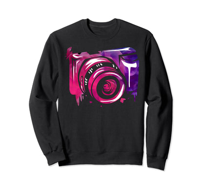 Watercolor Camera Photography Sweatshirt - Minimalist Print Men Women - T-Shirt, Sweatshirt, Hoodie
