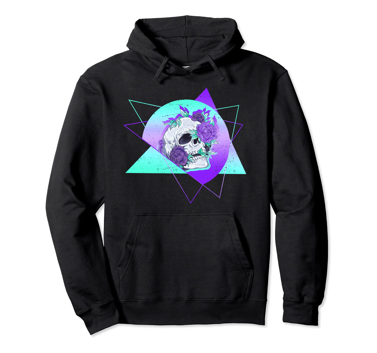 Skull Flowers Vaporwave Hoodie - Fun Novelty Design for Adults - T-Shirt, Sweatshirt, Hoodie
