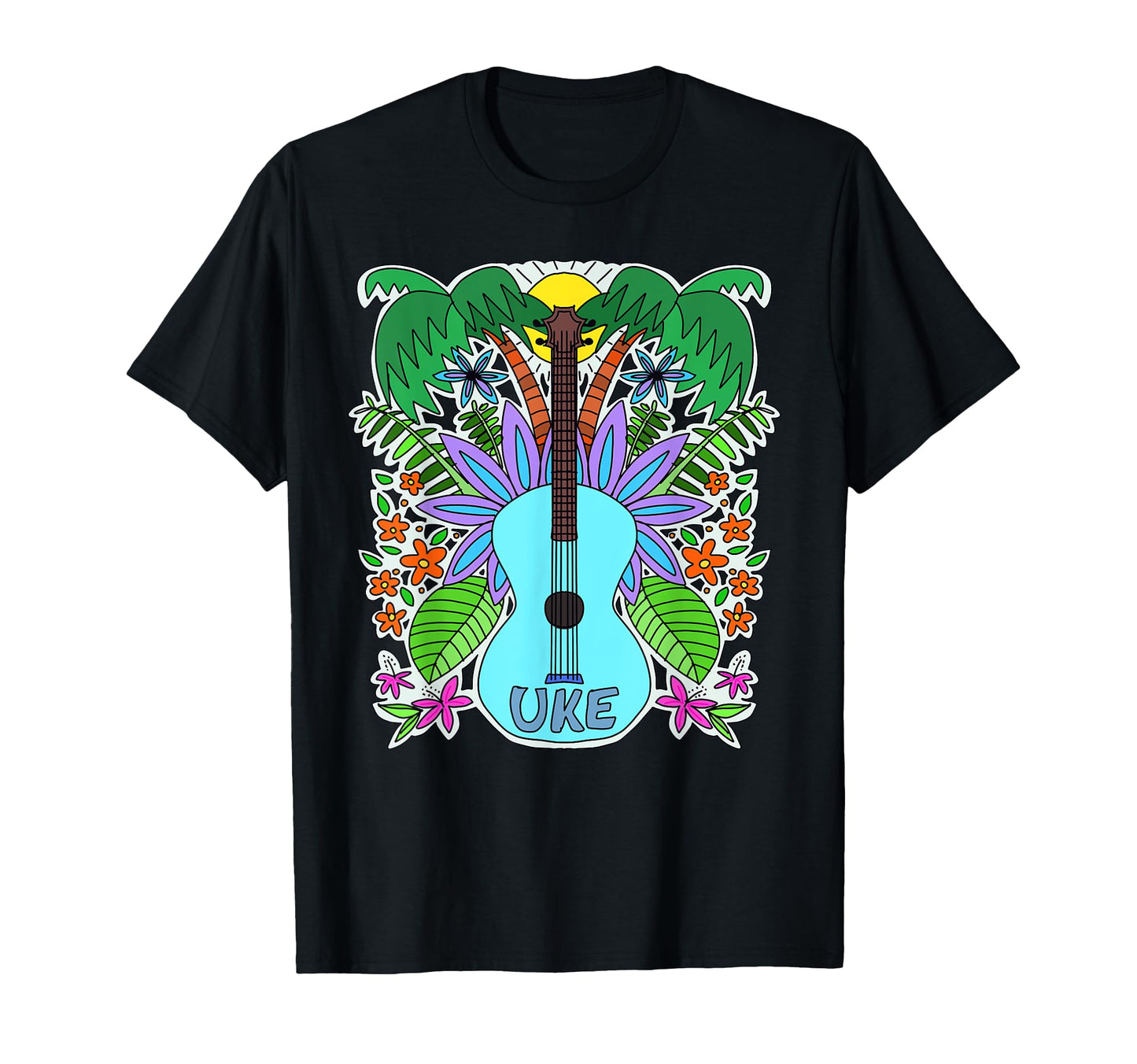 Ukulele Art Music Lovers Vibe Guitar T-Shirt - Custom Art Print for Adults - T-Shirt, Sweatshirt, Hoodie