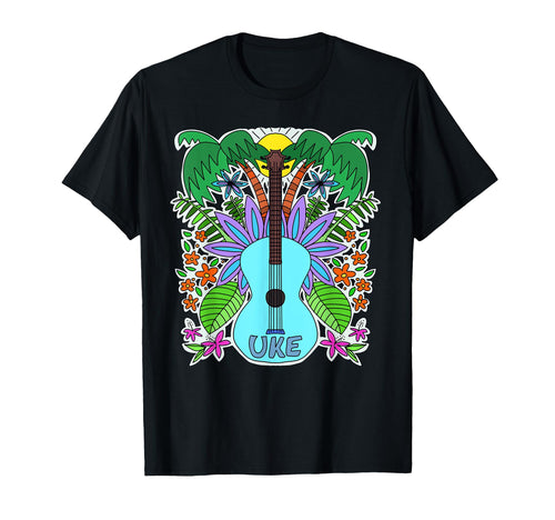 Ukulele Art Music Lovers Vibe Guitar T-Shirt - Custom Art Print for Adults - T-Shirt, Sweatshirt, Hoodie