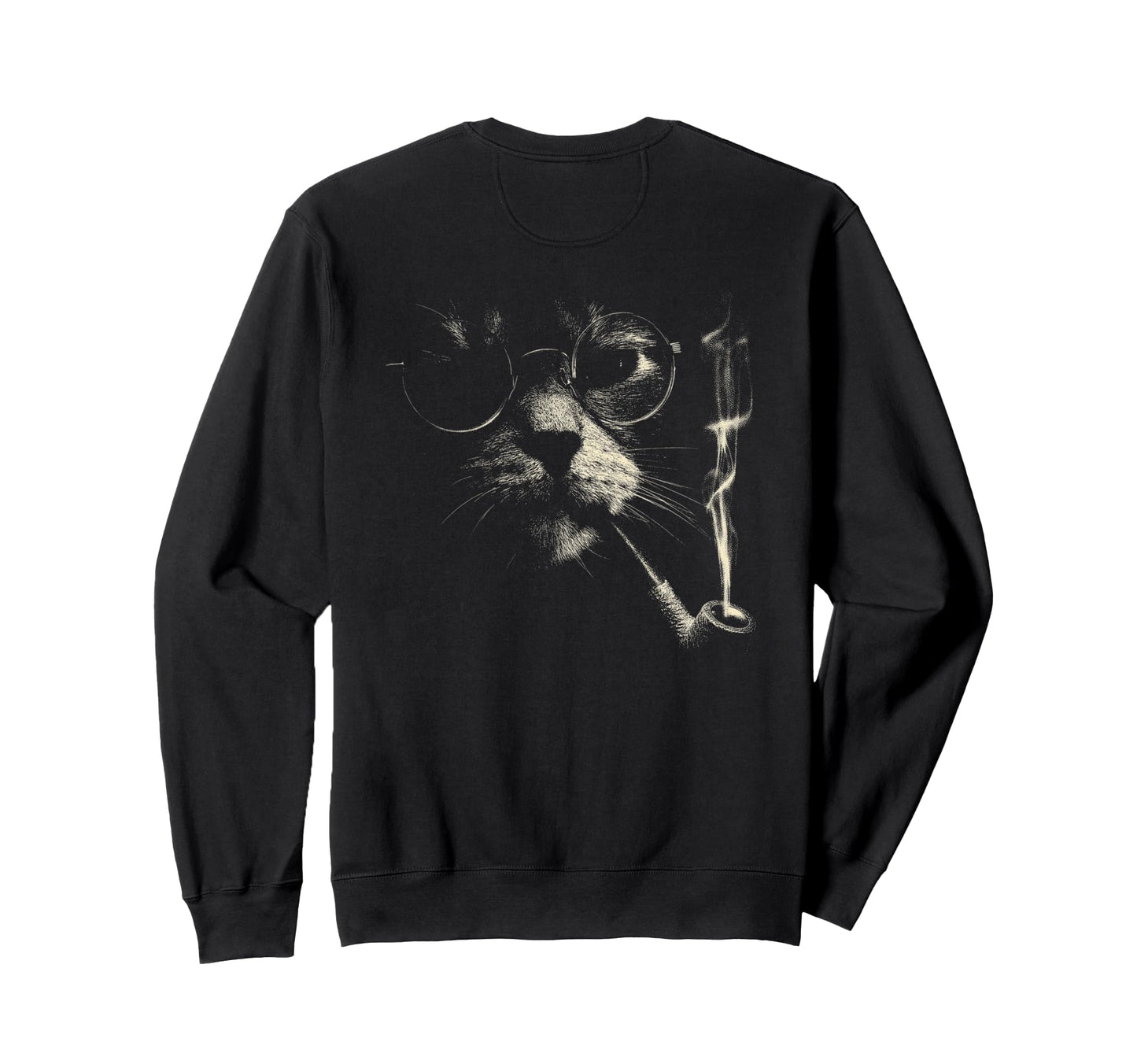 Cat Smoking Pipe Glasses Meme Sweatshirt - Custom Art Print for Adults - T-Shirt, Sweatshirt, Hoodie