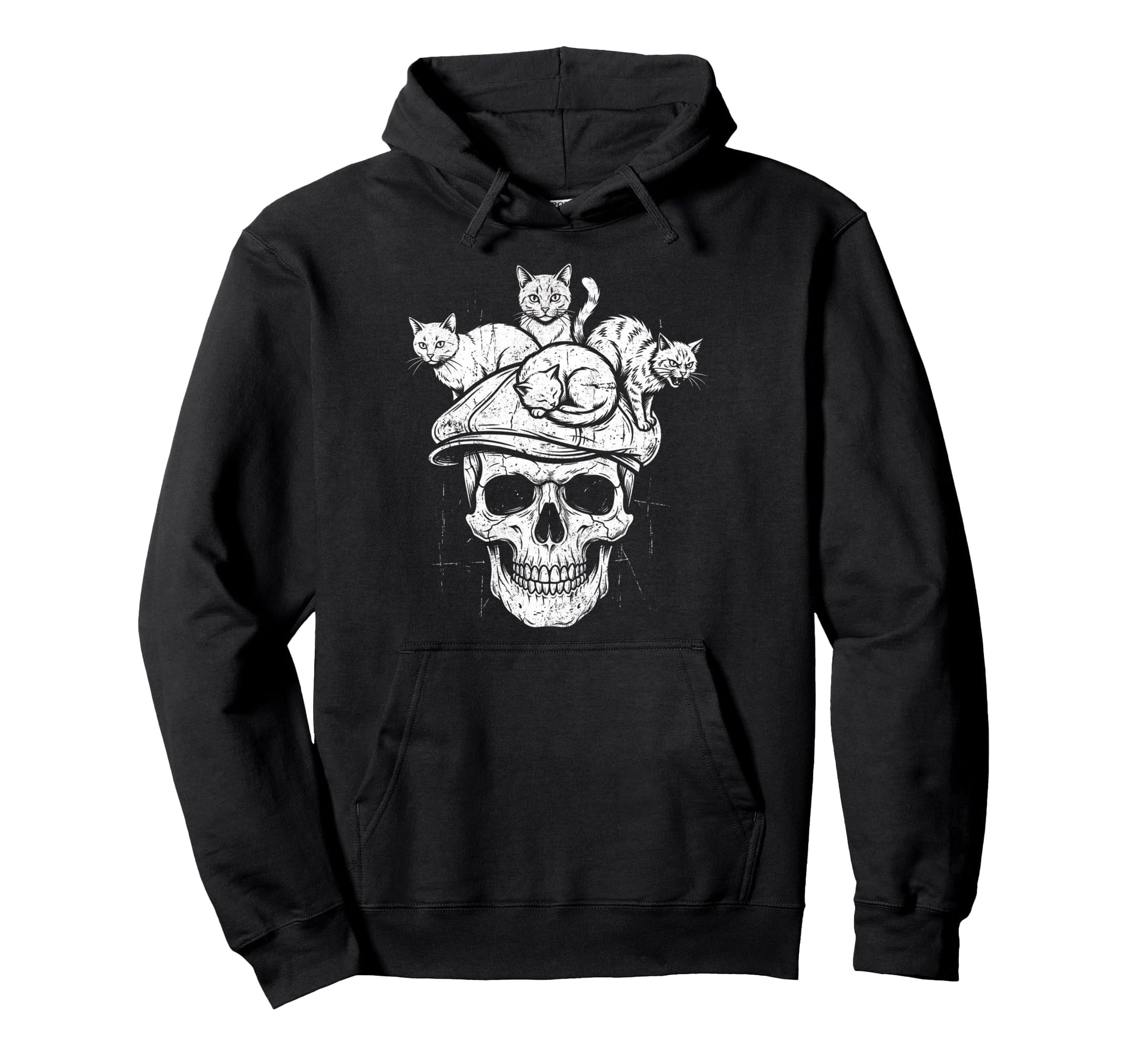 Skull Cat Skeleton Kitty Kitten Gothic Hoodie - Minimalist Print Unisex - T-Shirt, Sweatshirt, Hoodie