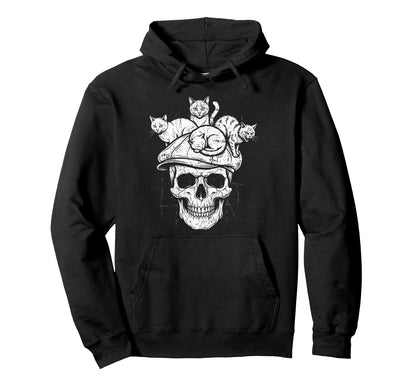 Skull Cat Skeleton Kitty Kitten Gothic Hoodie - Minimalist Print Unisex - T-Shirt, Sweatshirt, Hoodie