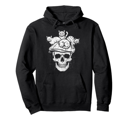 Skull Cat Skeleton Kitty Kitten Gothic Hoodie - Minimalist Print Unisex - T-Shirt, Sweatshirt, Hoodie