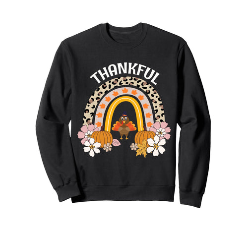 Thankful Rainbow Leopard Groovy Sweatshirt - Trendy Graphic Unisex - T-Shirt, Sweatshirt, Hoodie