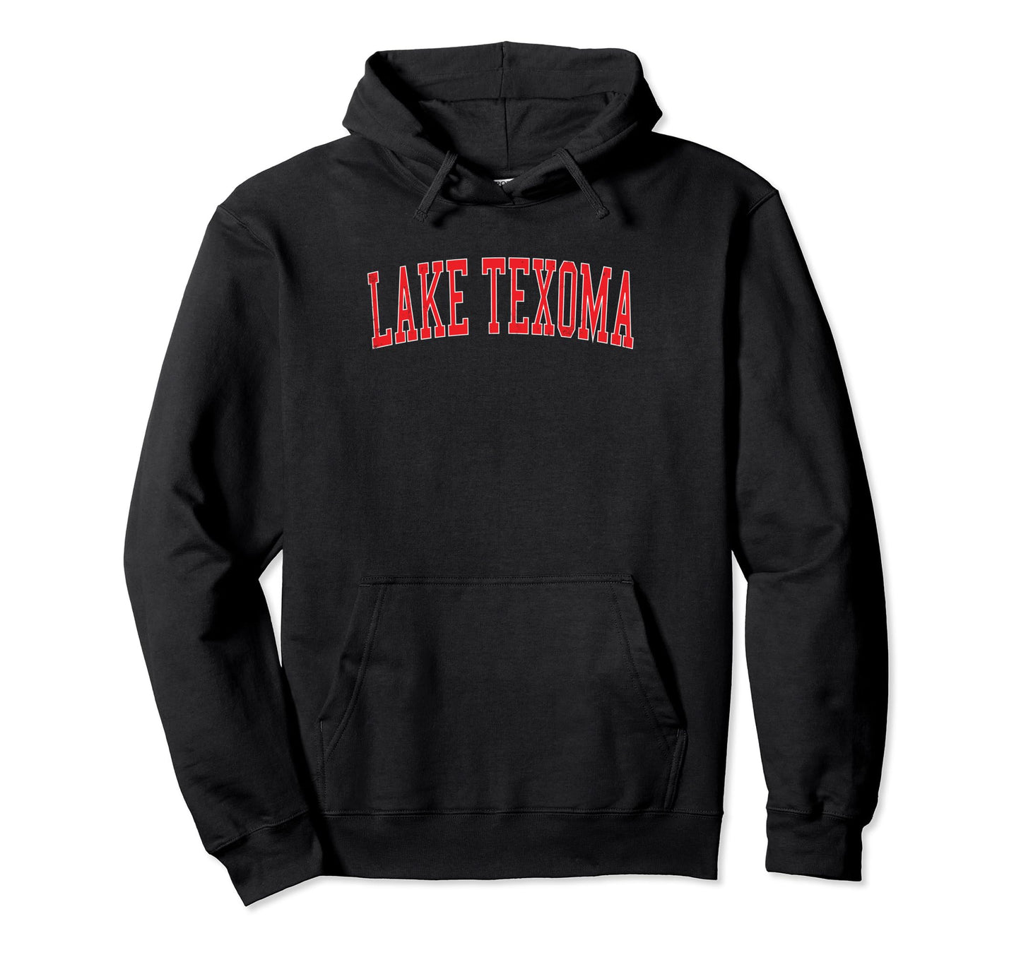 Lake Texoma Distressed Red Varsity Hoodie - Trendy Graphic Unisex - T-Shirt, Sweatshirt, Hoodie
