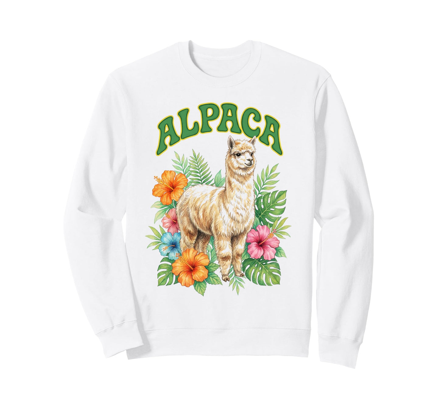 Alpaca Groovy Floral Alpaca Sweatshirt - Aesthetic Graphic Unisex - T-Shirt, Sweatshirt, Hoodie