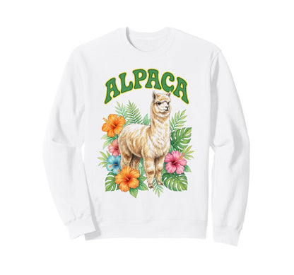 Alpaca Groovy Floral Alpaca Sweatshirt - Aesthetic Graphic Unisex - T-Shirt, Sweatshirt, Hoodie